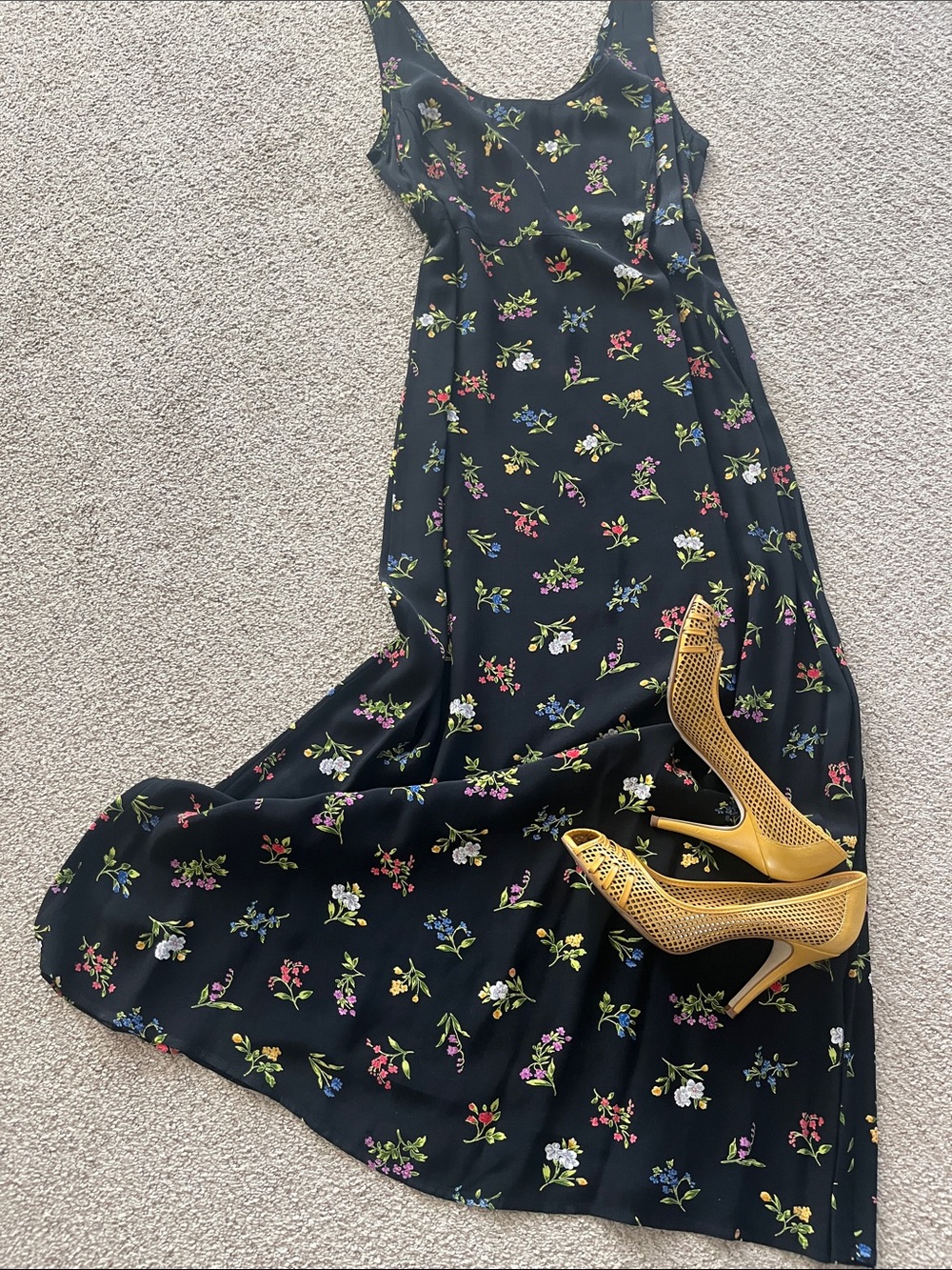 Sheri Martin Black Floral Maxi Dress with Multicolor Blooms